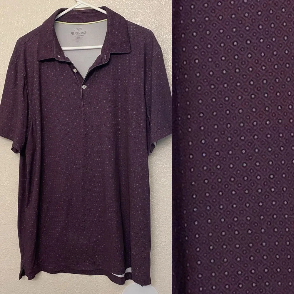J. Crew performance purple stretch golf office career Polo shirt Mens - L